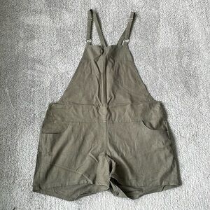 EC Olive Green Torrid Linen Blend Shortalls - Size 00 (10)